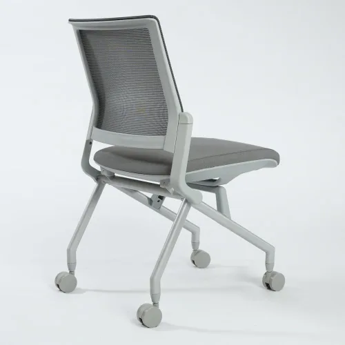 Vista 4 de NBF Signature Series Nestor Sillas de oficina sin brazos, sillas modernas de malla con marco plateado, tela negra, capacidad de 275 libras