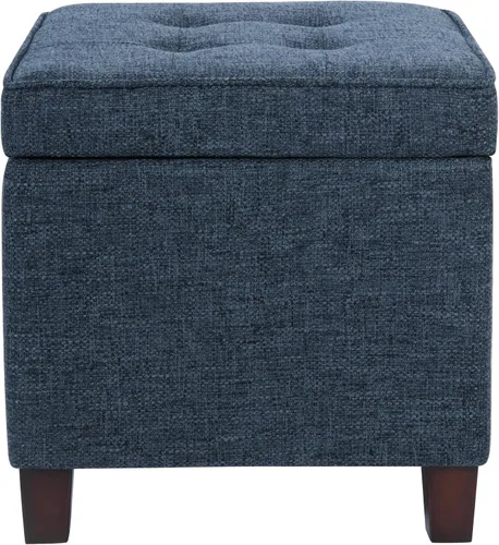 Vista 11 de HomePop Otomana Clásica Cuadrada de Almacenamiento con Tapa Desmontable Otomana con Almacenamiento para Sala de Estar y Dormitorio, Patrón de Negro