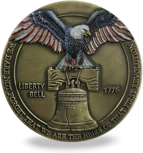 Vista 4 de Glamtune Moneda militar Don't Tread on Me Moneda de desafío Campana de la Libertad de EE.UU