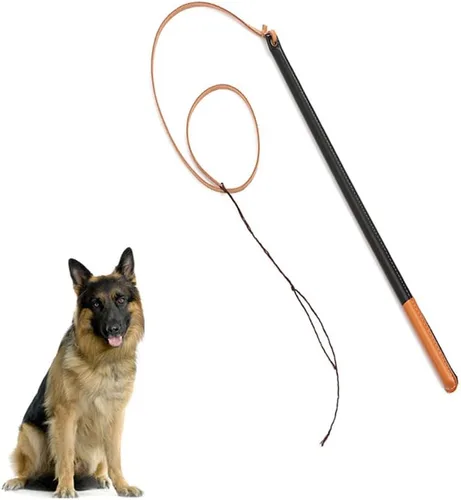 Vista 4 de Látigo profesional de imitación de cuero para perros con asa Suministros para mascotas (como se muestra)