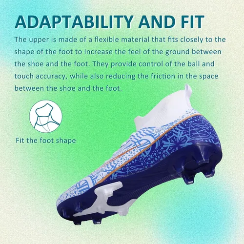Vista 5 de CBUSTER Tacos de fútbol para hombre y mujer, zapatos de fútbol para interiores y exteriores, para niño grande AGFG