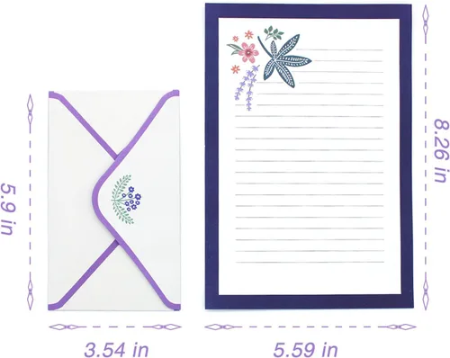 Vista 2 de Juego de papel y sobres, 90 piezas de papel estacionario para mujeres, niñas, hombres y niños, lindo papel de papelería de escritura con 30 sobres