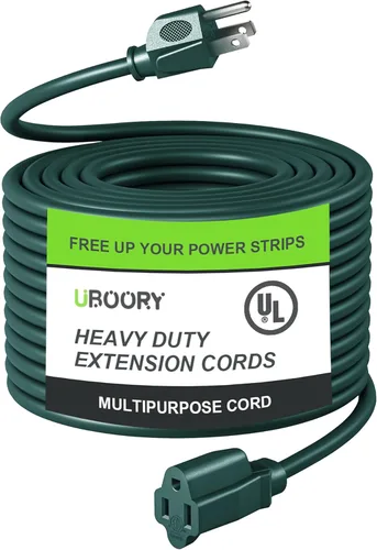 Vista 11 de Cable de extensión para exteriores impermeable de 50 pies, amarillo 12/3 SJTW resistente, cable de extensión flexible de 100% cobre de 3 clavijas