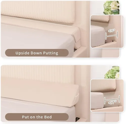 Vista 3 de Aurako Almohada de cuña para cama de tamaño matrimonial, almohada para cabecero, colchón de cuña, relleno de huecos de cama triangular, cuñas