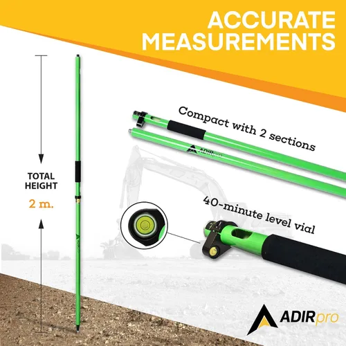 Vista 3 de AdirPro 6.6 ft GPS Rover Rod de dos piezas (verde)