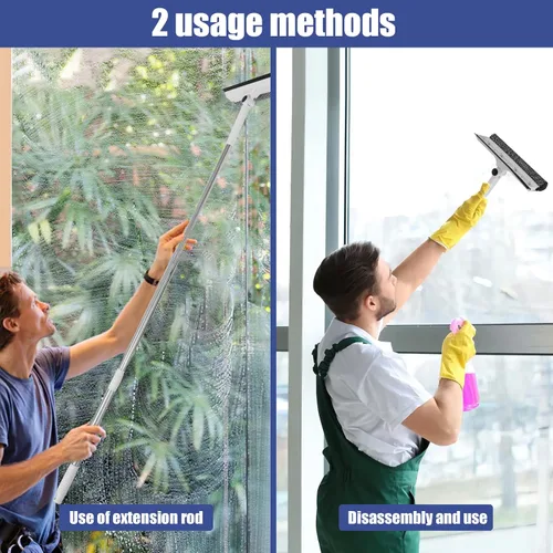 Vista 2 de Limpiador de ventanas limpiador de ventana ajustable para limpiar desde múltiples ángulos, herramienta de limpieza de ventanas con poste
