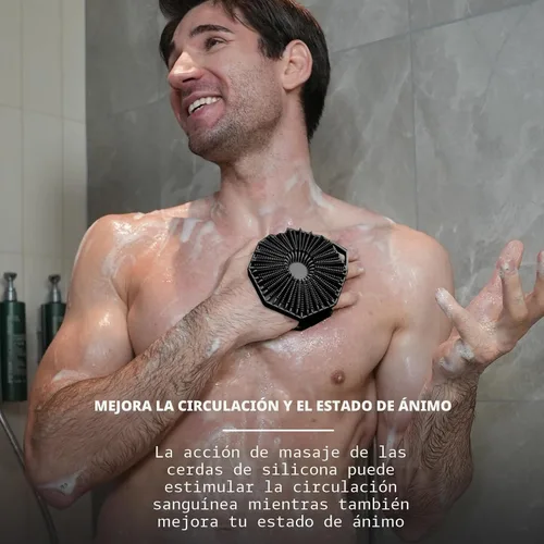 Vista 4 de iTokGoK® Exfoliador Corporal de Silicona 2 en 1 de Diseño de Doble Cara con Infusión de Plata Premium para Ducha, Cepillo Corporal Exfoliador Buffer