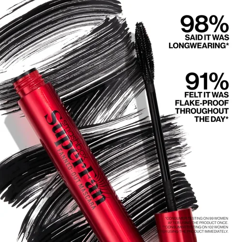 Vista 4 de Smashbox Super Fan - Máscara alargadora de pestañas Volumen en abanico + longitud, rímel de larga duración sin aglomeración, 0.34 onzas líquidas