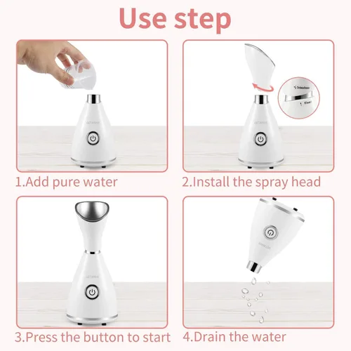 Vista 5 de GETANYE Vaporizador Facial Nano Iónico – Penetración 10X para Facial, Desobstruye los Poros, Humidificador Hidratante de Spa con Kit de Eliminación