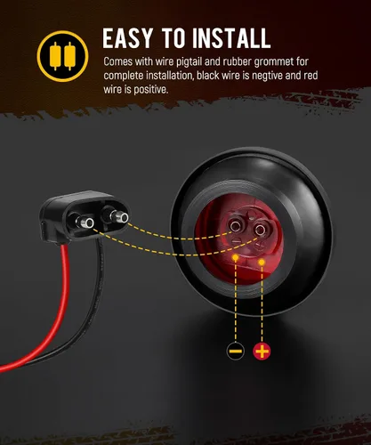 Vista 12 de Partsam - Juego de 5 luces redondas rojas de 6.3 cm con 13 LED para camiones de remolque, luces laterales de posición con reflectores, IP67 a prueba