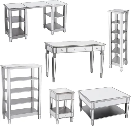 Vista 6 de SEI Furniture Wedlyn - Escritorio con espejo, color plateado