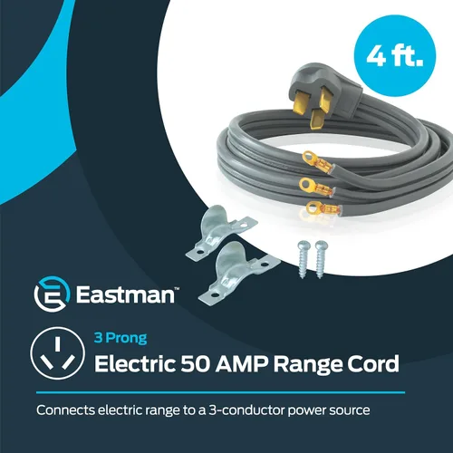 Vista 2 de Eastman 61241 - Cable de secadora eléctrico de 4 pies, cable de 3 clavijas de 50 amperios