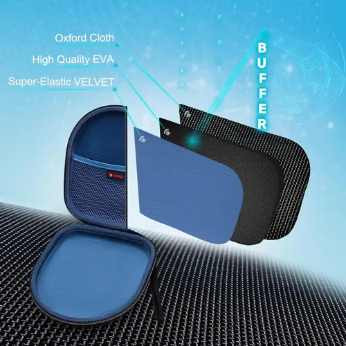 Vista 4 de XANAD Funda rígida para auriculares inalámbricos Bluetooth Sony WH-CH520 / WH-CH510 - Bolsa de almacenamiento protectora de viaje (azul) Hard