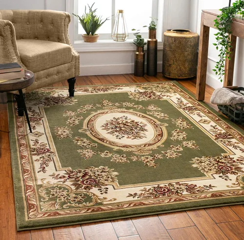 Vista 11 de Alfombra de pastoral con medallón de tejido suave y grueso, estilo europeo, con diseño floral y tradicional, fácil de limpiar, moderna, clásica