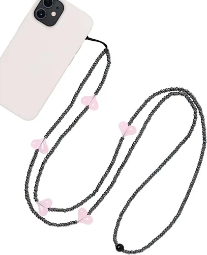 Vista 36 de Beaded Phone Charm Lanyard Strap Crossbody Fixed Beads Pearl Neck Chain