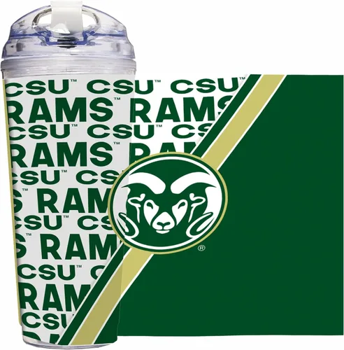Vista 94 de Rico Industries Taza acrílica NCAA estándar de 24 onzas con tapa con bisagra, taza de doble pared oficialmente licenciada con pajita