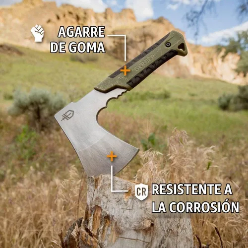 Vista 5 de Gerber Gear Pack Hacha – Hacha de hoja de acero de 3.5 pulgadas con espiga Verde salvia