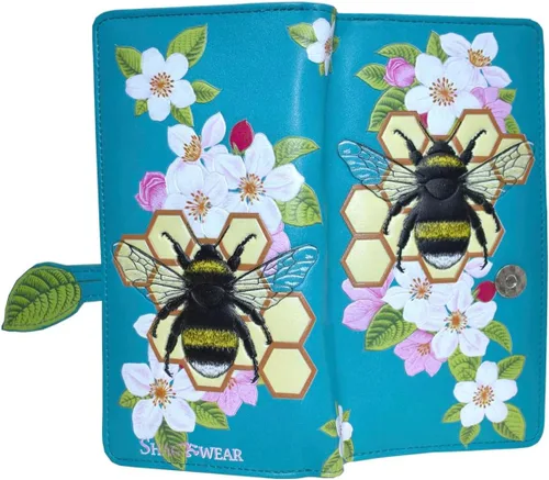 Vista 20 de Shag Wear Bumblebee Garden Large Wallet 7" Blue Bumblebee Garden Blue