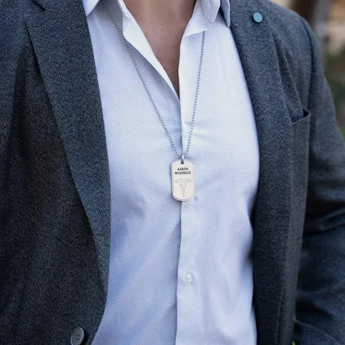 Vista 3 de Divoti Deep Custom Laser Engraved Stainless Steel Medical Alert Necklace for Men, PVD GoldStainless Classic Tag Medical ID Necklace, Medical Dog Tag