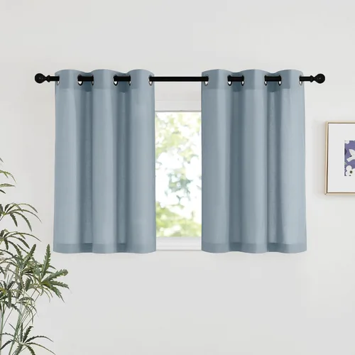 Vista 166 de NICETOWN - Cortinas de lino angora para ventana de cocina sobre el fregadero, con ojales, lino grueso angora, tratamientos cortos para ventanas