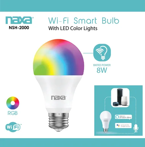 Vista 2 de Naxa Bombilla inteligente Wi-Fi, color blanco