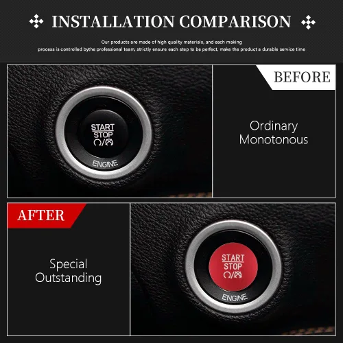 Vista 2 de LECART Pegatina Roja de Cubierta de Botón de Arranque que se Ajusta para Dodge Charger/Challenger/Durango/Ram 1500 Accesorios