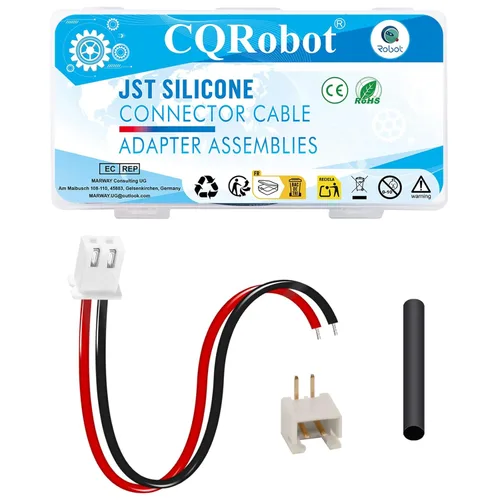 Vista 98 de CQRobot JST EL 4.5 mm de paso 2 pines conector electrónico IC macho, enchufes hembra carcasa y kit de terminales de crimpado en T macho/hembra. 50