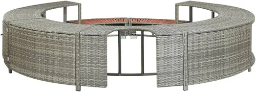 Vista 6 de Tidyard Spa Surround, bañera de hidromasaje envolvente gris Poly Rattan