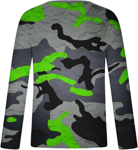 Vista 4 de Blusas de manga larga para hombre, diseño de camuflaje, camiseta elástica para fitness, informal, para entrenamiento, para hombre
