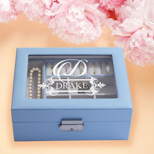 Vista 4 de My Personal Memories Joyero personalizado, bandeja y organizador con parte superior de cristal, accesorios personalizados y grabados, regalo