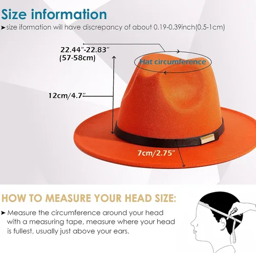 Vista 23 de Sombreros Fedora para hombre, sombrero Panamá de ala ancha con cinturón clásico Unisex Felt Fedora, Adjustable Fit, Breathable Sweatband, All-Day