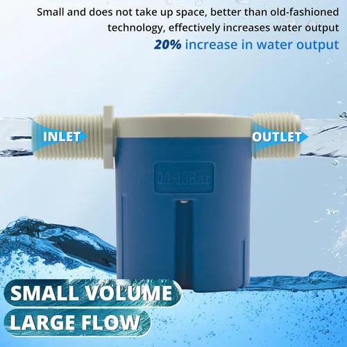 Vista 3 de Makerele Válvula de flotador de 1/2 "a 1" Válvula de control automático de nivel de agua para tanques, piscina, estanque, canales de ganado (lado 1")