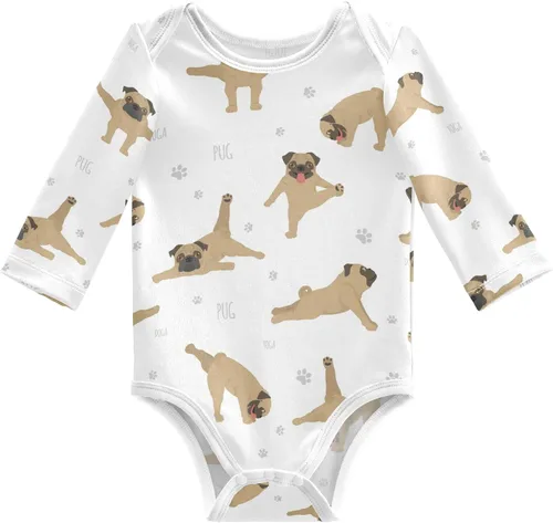 Vista 22 de vvfelixl Body de bebé negro Pug blanco manga larga algodón ropa de bebé para niños niñas 0-24 meses Multi1