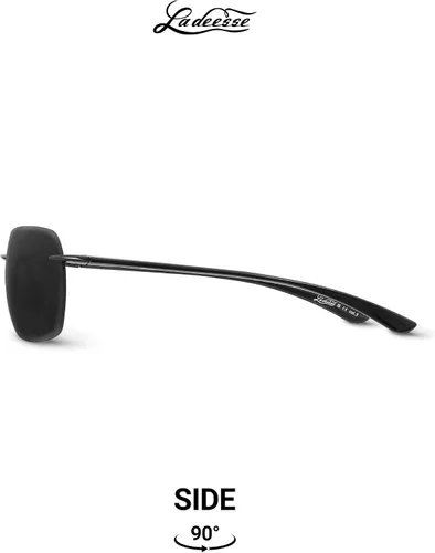 Vista 5 de LADEESSE Sunglasses Men - Rimless Square Polarized Sunglasses - Lightweight TR90 Frame Sun Glasses with UV Protection