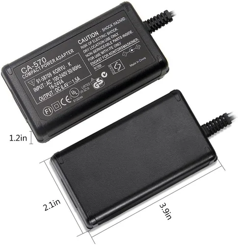 Vista 3 de Cargador adaptador de CA CA-570 compatible con Canon XA25, XA10, XA-20, XA30, HG20, XH-A1, XA-30, HF M31 HF S10 Vixia HF100, XA11, HF G20, FS200