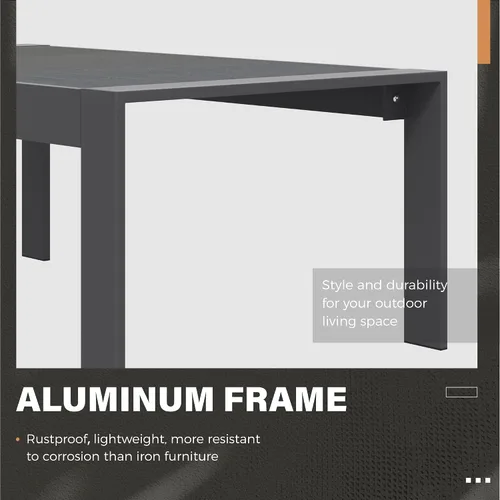 Vista 5 de Solaste - Mesa de café de aluminio para exterior, mesa rectangular de metal para patio todo clima, mueble para balcón, jardín, uso en interiores