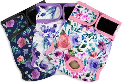 Vista 2 de Pañales para perras hembra, pañales reutilizables para perritos en celo, altamente absorbentes para la incontinencia de mascotas, con broches