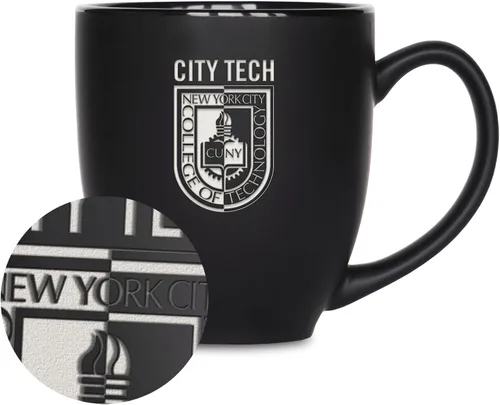 Vista 264 de Rico Industries - Taza de cerámica mate negra con grabado láser estándar de 15oz para NCAA (escuelas T & U) - Para bebidas calientes o frías