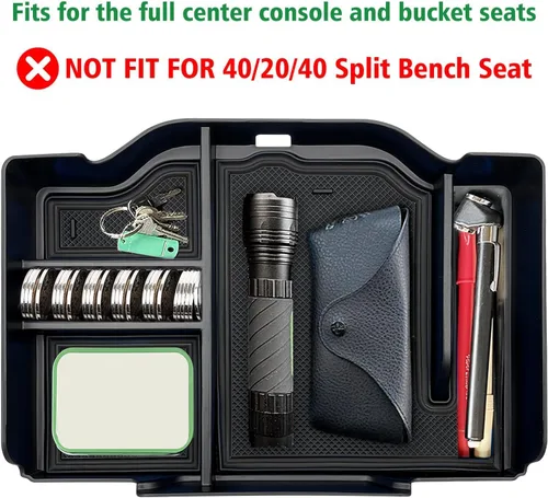 Vista 2 de Organizador de consola central compatible con Dodge RAM 1500 2500 3500 2026 2025 2024 2023 2022-2019 Accesorios Caja de almacenamiento interior Negro
