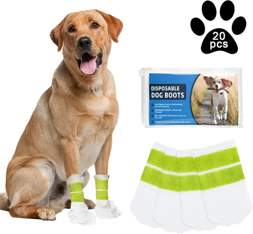 Vista 8 de Botines desechables impermeables para protección de patas, protectores de patas de perro para perros pequeños y medianos, zapatos para cachorros