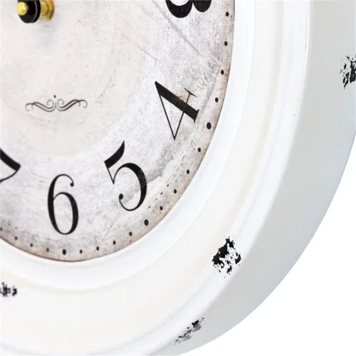 Vista 7 de Yosemite Home Decor Reloj de pared circular de hierro, marco blanco, cara blanca, texto negro, manecillas negras