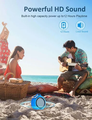 Vista 4 de Kunodi - Bocina Bluetooth resistente al agua, para exteriores, minibocina de viaje inalámbrica y portátil para ducha con subwoofer, graves Azul