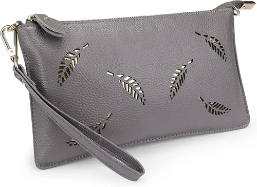 Vista 44 de YALUXE Women's Genuine Leather Wristlet Handbags Purses Clutch Wallet Bag 1- Correa de cuero blanco
