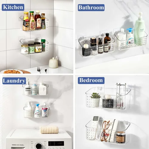 Vista 4 de Almacenamiento de juguetes de baño, 2 paquetes, soporte grande para juguetes de baño, organizador de juguetes de bañera de secado rápido