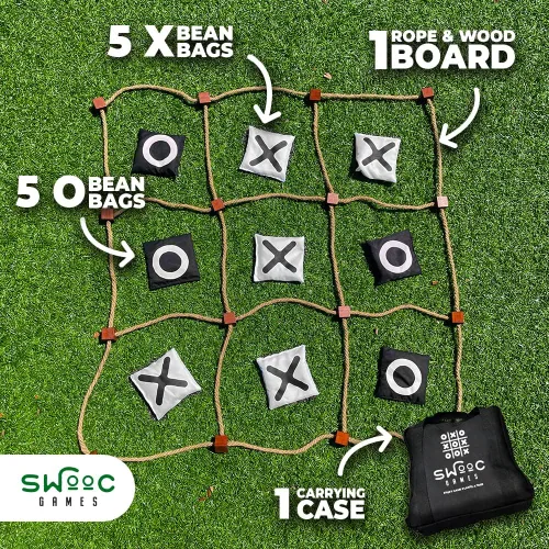 Vista 4 de Swooc Games® - Juego gigante de Tic Tac Toe para exteriores (todo tipo de clima) 3 pies x 3 pies Configuración instantánea, sin montaje