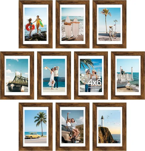 Vista 22 de decorUhome Paquete de 10 marcos de fotos de 4 x 6 pulgadas, decoración de Dorado