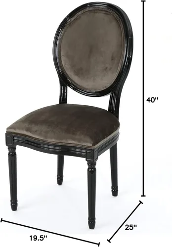 Vista 13 de Christopher Knight Home Camille - Sillas de comedor tradicionales de terciopelo, juego de 2 piezas, gris/negro brillante