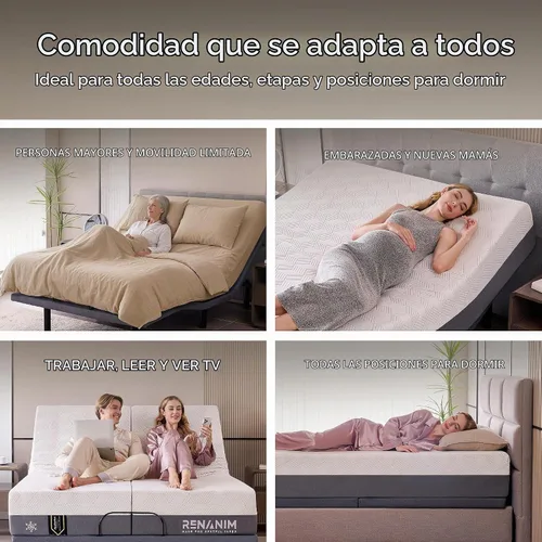 Vista 8 de SFE - Base de cama ajustable individual XL con colchón, espuma viscoelástica híbrida de 12 pulgadas, espacio libre, control remoto inalámbrico