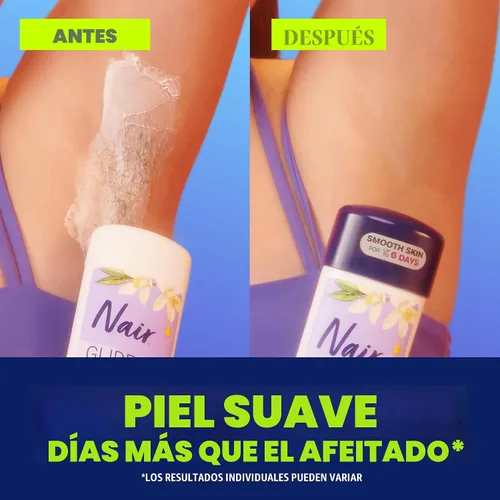 Vista 5 de Nair Glide On - Crema depilatoria para brazos, piernas y bikini, crema depilatoria, barra de 3.3 onzas