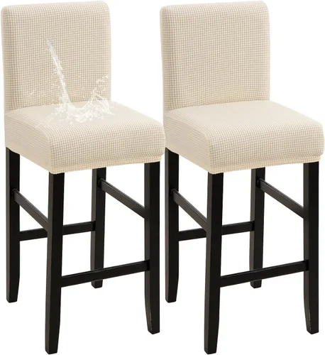 Vista 21 de YISUN - Fundas para taburete de bar, mezcla de forro polar elástico y poliéster, lavables y removibles, para taburete de bar y silla alta, con Beige